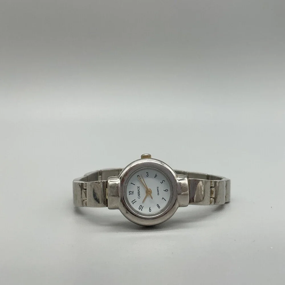 Carriage By Timex Womens Watch 22mm White Dial Silver Tone New Battery 7.5